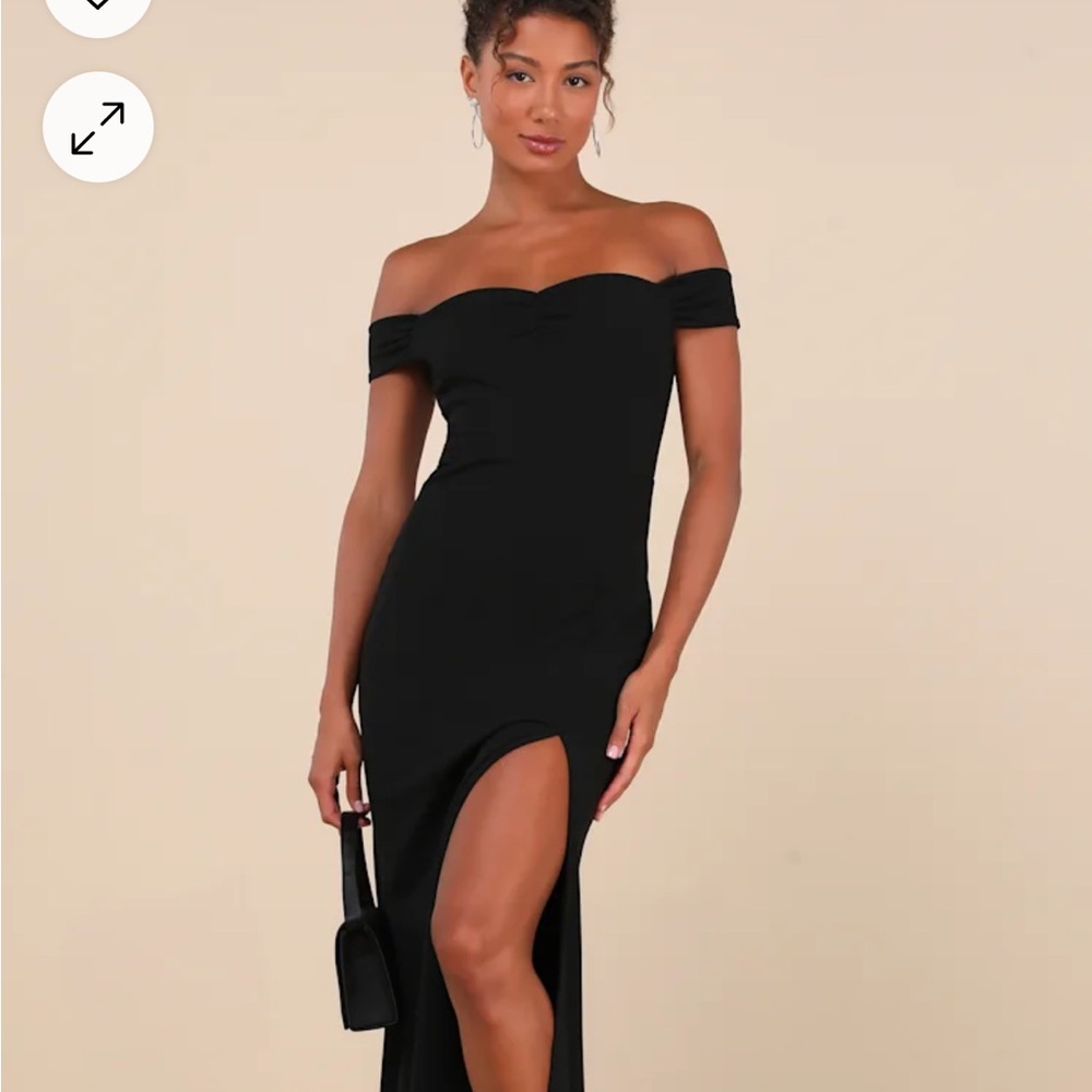 Black Lulus Off-the-Shoulder Cocktail Gown maxi dress